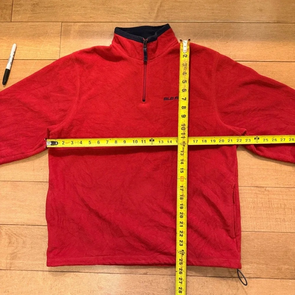Old‎ Navy Fleece Pullover Mens L Red Quarter Zip Embroidered Logo Vintage